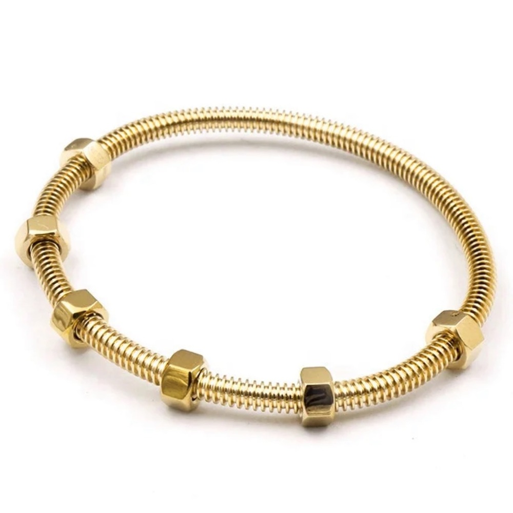 Gold Nuts and Bolts Bracelet Bangle